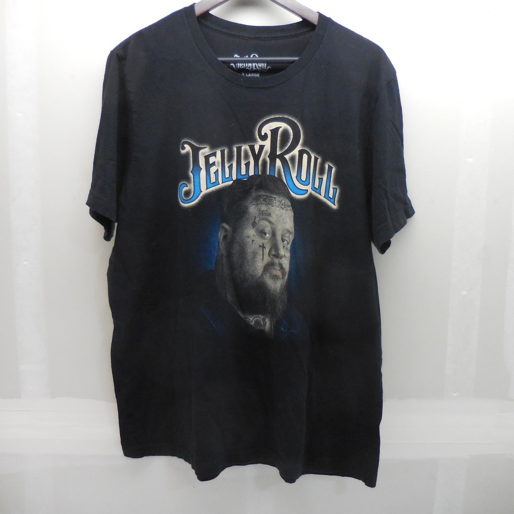 Jelly Roll 2024 Concert Tour T-Shirt Mens XL Black Portrait Graphic Tee
